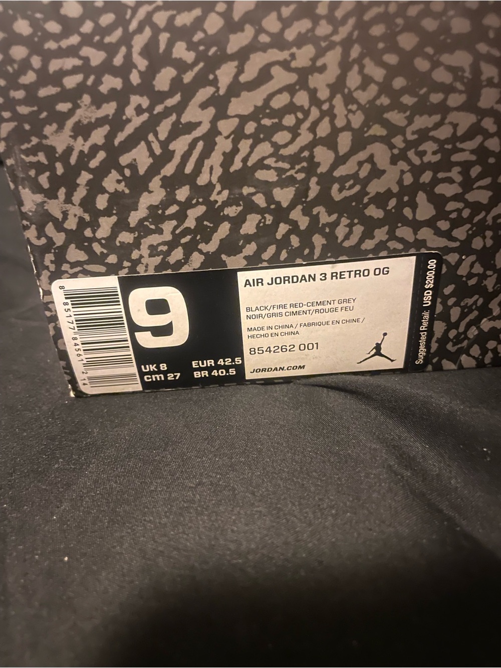 Jordan 3 black cement (size 9 men) - Picture 5 of 5